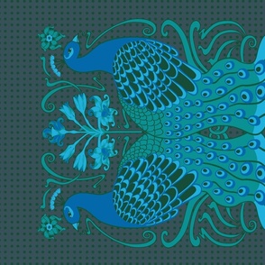 Peacock Art Nouveau Calendar 2024-Ebony/Blue