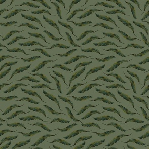 Lush Banana Leaves on Olive Green Coordinate 2