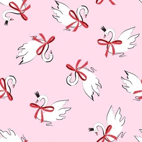 Fancy Swan with Pink and Red Bow