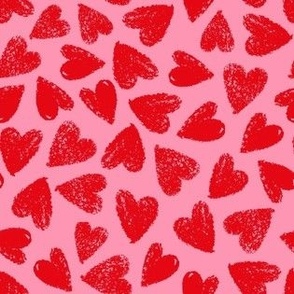 Red and Pink Textured Hearts