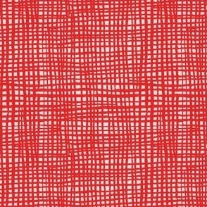 Red Cross Hatch Textured Weave Print