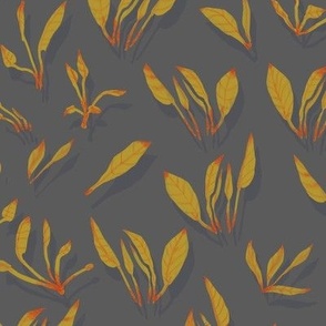 BIG Dainty Jungle Epiphyte Plants Blender Pattern  Yellow Leaves on Soft Gray 18in