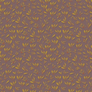 Dainty Jungle Epiphyte Plants Blender Pattern  Yellow Leaves on  mauve terracotta Small 9in
