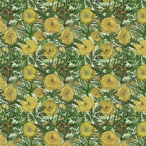 Golden Chrysanthemums (Light Green small scale) 