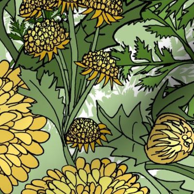 Golden Chrysanthemums (Light Green large scale)  