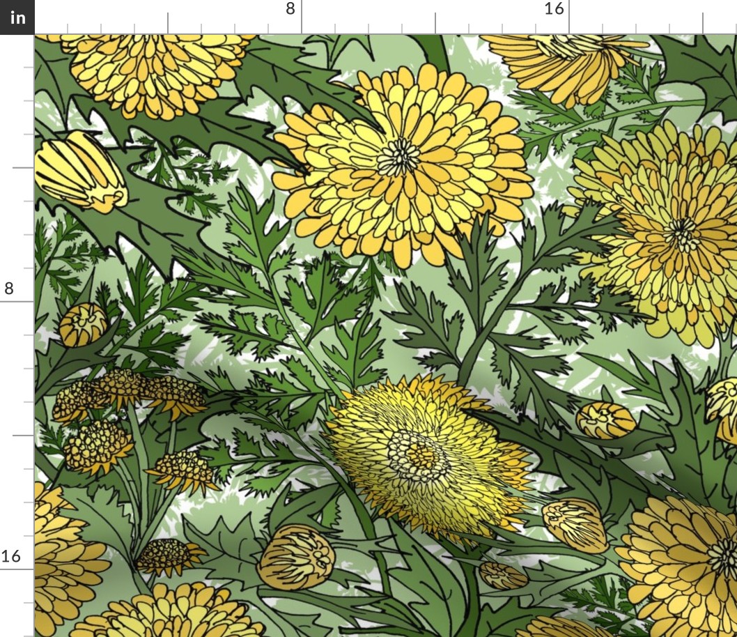 Golden Chrysanthemums (Light Green large scale)  