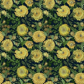 Golden Chrysanthemums (Dark Navy Blue) 