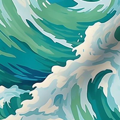 Wave Symphony - Blue/Teal/Green Wallpaper 