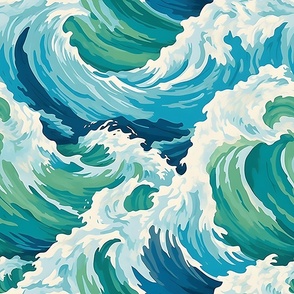 Wave Symphony - Blue/Teal/Green Wallpaper 