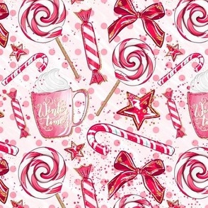 Christmas Cocoa Candy pink n red Lollipops Candy Canes Bows