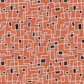 coral line abstract with black rectangles small scale