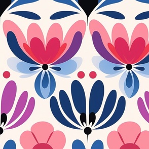 Jumbo Mid-Century Inspired Colorful Floral Design