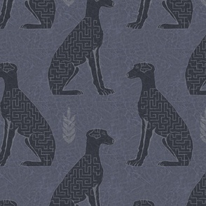 Art Deco greyhounds -slate blue