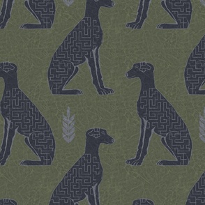 Art Deco greyhounds -green