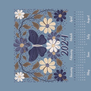 2024 butterfly blue floral design