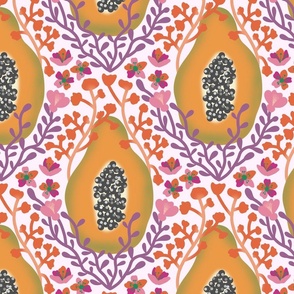 Delicious Papaya Fruit // large // tropical, orange, purple, yellow, pink