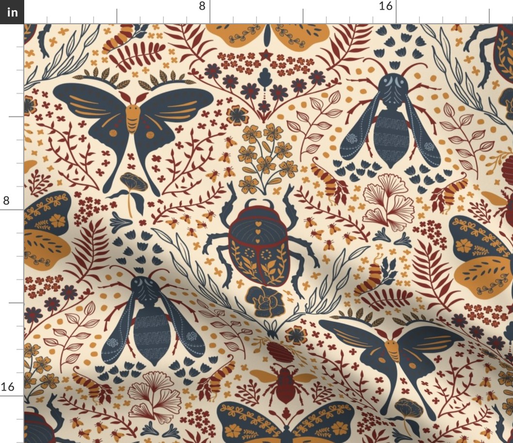 Viva Insect Celebration // large // butterfly, moth, beetle, wasp, navy, brown, burgundy