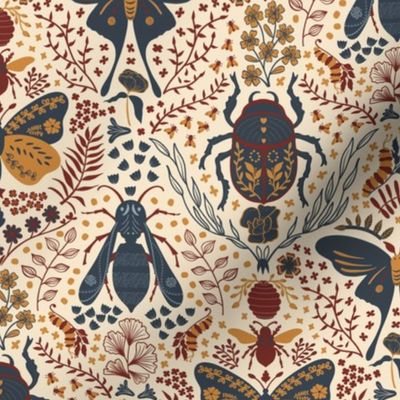 Viva Insect Celebration // medium // butterfly, moth, beetle, wasp, navy, brown, burgundy