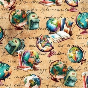 School Books and Globes
