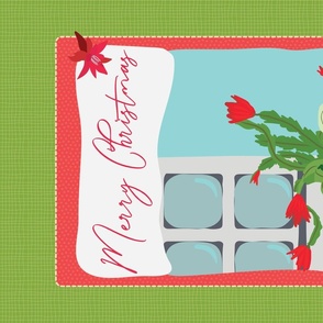 Merry Christmas-Christmas Cactus-Schlumbergera-Wall Hanging Tea Towel