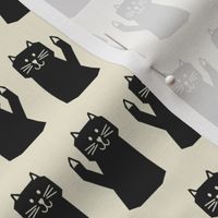Whisker Inline // small print // Playful Mod Cats for Pet Lovers - Chic Dusty Black on Creamy White