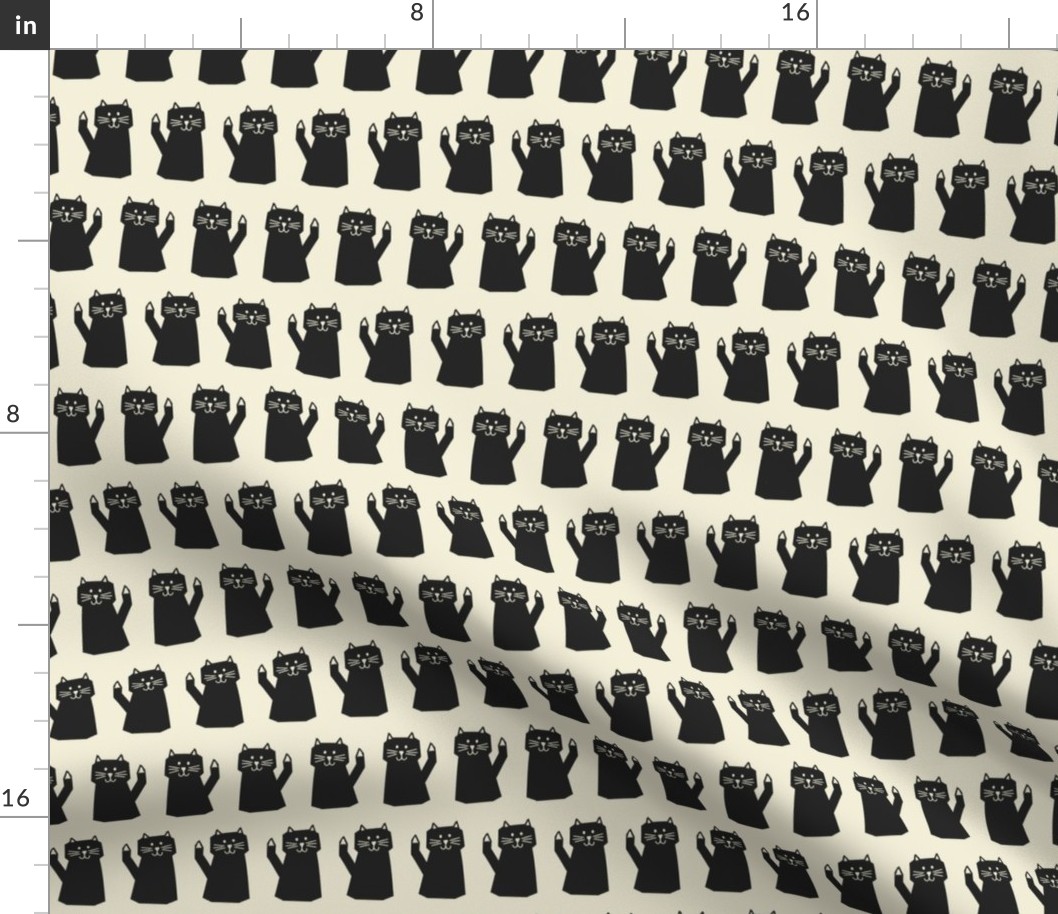 Whisker Inline // small print // Playful Mod Cats for Pet Lovers - Chic Dusty Black on Creamy White