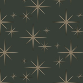 Starry Night - Gold on Olive Drab