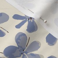 Whimsical Floral Watercolour Abstract - Sweet Blue And Cream Coordinate.