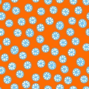 Star Dots - blue on orange - Helen Bowler