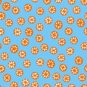 Star Dots - orange on blue - Helen Bowler