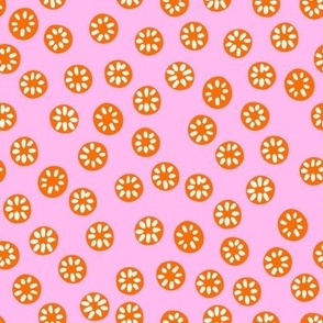 Star Dots - orange on pink - Helen Bowler