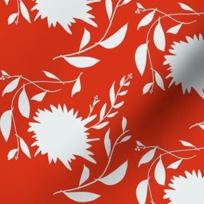 Tropical_White_Flower_On_Red_Background