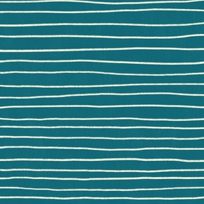 Wobbly Hand Drawn Stripes - Blue