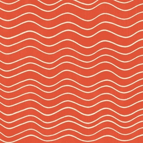 Hand Drawn Wavy Stripes - Red