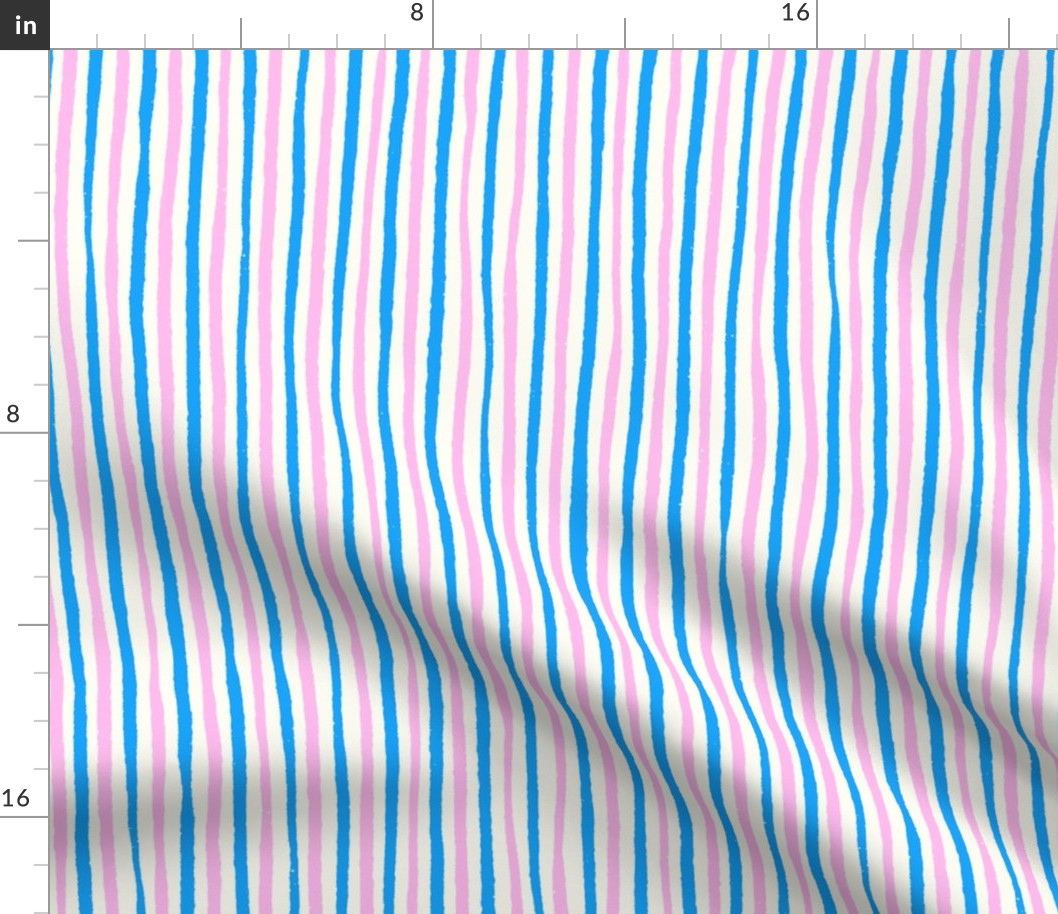 M - Natural Stripe - Vertical - Blue/Pink and Natural - Helen Bowler