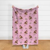 brown watercolor horse with peonies pink large scale, horse wallpaper
