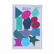 Textured Shapes Calendar 2024 wall hanging in vibrant colors for an uplifting interior