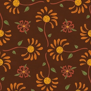 Vintage Floral Pattern 031 Brown