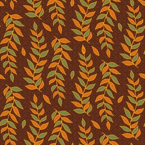 Vintage Floral Pattern 032 Orange & Brown
