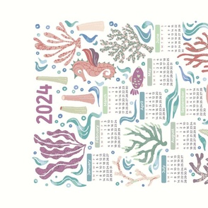 Cute Corals and Baby Dragon on 2024 Calendar