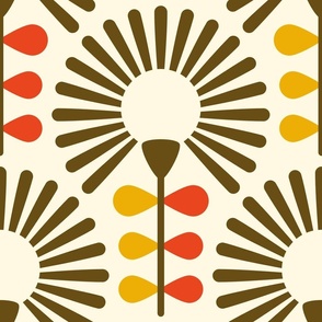 2891 A Extra large - abstract retro flowers