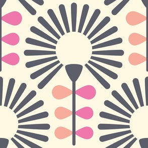 2891 B Extra large - abstract retro flowers