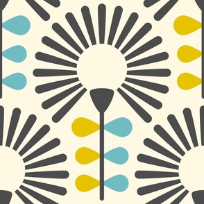 2891 C Extra large - abstract retro flowers