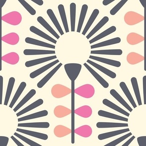 2891 B Large - abstract retro flowers