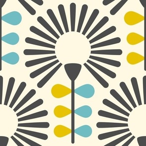 2891 C Large - abstract retro flowers