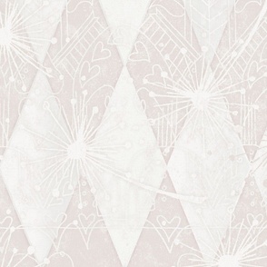 Sunburst Neutral Pale Blush, White Geometric Diamond Harlequin -- Neutral Geometric Diamond Harlequin -- Intricate geometric diamonds in neutral pale blush and white --  33.96in x 28.25in repeat -- 150dpi (Full Scale)