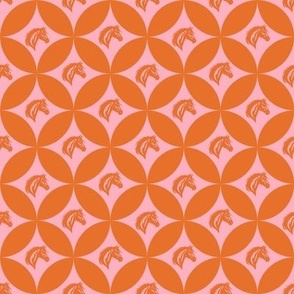 Geometric Petals with Horses Soft Pink and Terracotta Orange // micro tiny