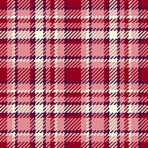 Christmas red, pink and beige tartan plaid