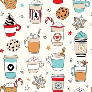 winter holiday hot doodle coffee cups
