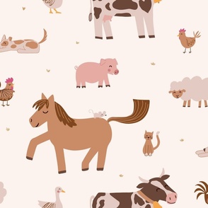 Farm Friends / big scale / cute farm animal pattern design for kids